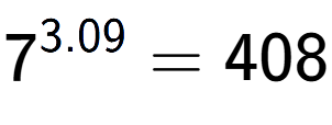 A LaTex expression showing 7 to the power of 3.09 = 408