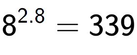 A LaTex expression showing 8 to the power of 2.8 = 339