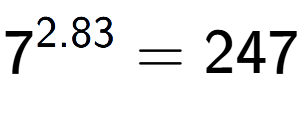 A LaTex expression showing 7 to the power of 2.83 = 247