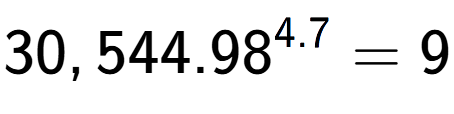 A LaTex expression showing 30,544.98 to the power of 4.7 = 9