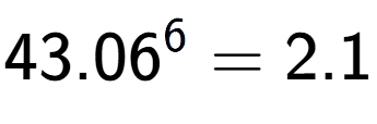 A LaTex expression showing 43.06 to the power of 6 = 2.1