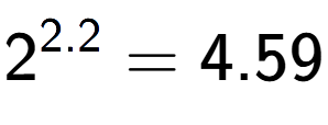 A LaTex expression showing 2 to the power of 2.2 = 4.59