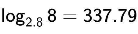 A LaTex expression showing \log sub 2.8 8 = 337.79
