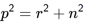 A LaTex expression showing p to the power of 2 = r to the power of 2 + n to the power of 2