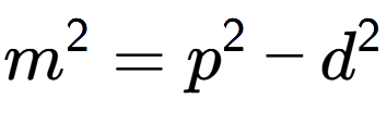 A LaTex expression showing m to the power of 2 = p to the power of 2 - d to the power of 2