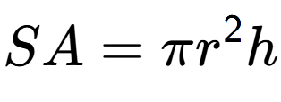 A LaTex expression showing SA = Pi r to the power of 2 h