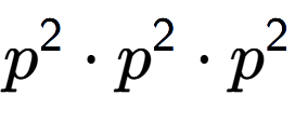 A LaTex expression showing p to the power of 2 times p to the power of 2 times p to the power of 2