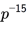 A LaTex expression showing p to the power of -15
