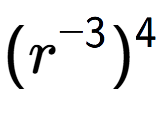 A LaTex expression showing (r to the power of -3 ) to the power of 4