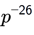A LaTex expression showing p to the power of -26