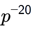 A LaTex expression showing p to the power of -20