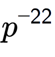 A LaTex expression showing p to the power of -22