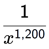 A LaTex expression showing 1 over x to the power of 1,200