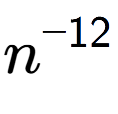 A LaTex expression showing n to the power of -12