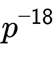 A LaTex expression showing p to the power of -18