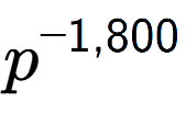 A LaTex expression showing p to the power of -1,800