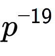 A LaTex expression showing p to the power of -19