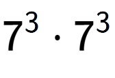 A LaTex expression showing 7 to the power of 3 times 7 to the power of 3