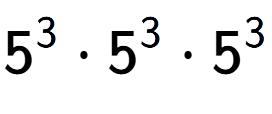 A LaTex expression showing 5 to the power of 3 times 5 to the power of 3 times 5 to the power of 3