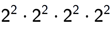 A LaTex expression showing 2 to the power of 2 times 2 to the power of 2 times 2 to the power of 2 times 2 to the power of 2