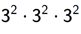 A LaTex expression showing 3 to the power of 2 times 3 to the power of 2 times 3 to the power of 2