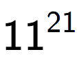 A LaTex expression showing 11 to the power of 21