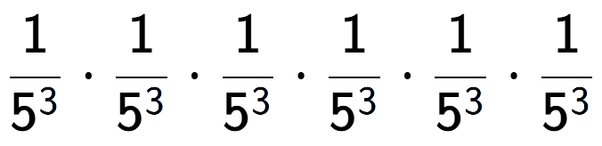 A LaTex expression showing 1 over 5 to the power of 3 times 1 over 5 to the power of 3 times 1 over 5 to the power of 3 times 1 over 5 to the power of 3 times 1 over 5 to the power of 3 times 1 over 5 to the power of 3