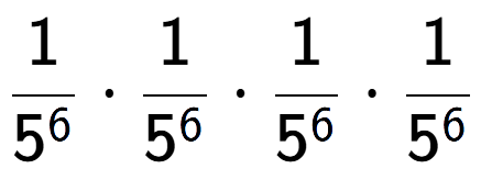 A LaTex expression showing 1 over 5 to the power of 6 times 1 over 5 to the power of 6 times 1 over 5 to the power of 6 times 1 over 5 to the power of 6