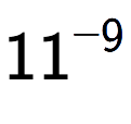 A LaTex expression showing 11 to the power of -9