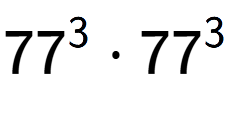 A LaTex expression showing 77 to the power of 3 times 77 to the power of 3