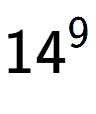 A LaTex expression showing 14 to the power of 9