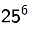 A LaTex expression showing 25 to the power of 6