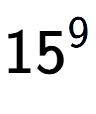 A LaTex expression showing 15 to the power of 9