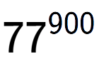 A LaTex expression showing 77 to the power of 900
