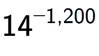 A LaTex expression showing 14 to the power of -1,200