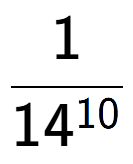 A LaTex expression showing 1 over 14 to the power of 10