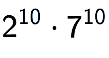A LaTex expression showing 2 to the power of 10 times 7 to the power of 10