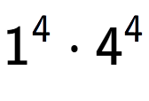 A LaTex expression showing 1 to the power of 4 times 4 to the power of 4
