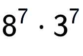 A LaTex expression showing 8 to the power of 7 times 3 to the power of 7
