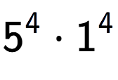 A LaTex expression showing 5 to the power of 4 times 1 to the power of 4