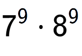 A LaTex expression showing 7 to the power of 9 times 8 to the power of 9