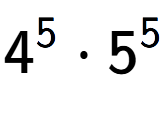 A LaTex expression showing 4 to the power of 5 times 5 to the power of 5