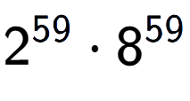 A LaTex expression showing 2 to the power of 59 times 8 to the power of 59