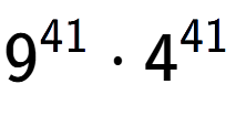 A LaTex expression showing 9 to the power of 41 times 4 to the power of 41