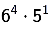 A LaTex expression showing 6 to the power of 4 times 5 to the power of 1