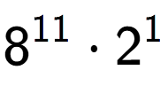 A LaTex expression showing 8 to the power of 11 times 2 to the power of 1