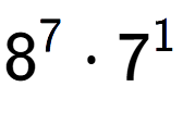 A LaTex expression showing 8 to the power of 7 times 7 to the power of 1