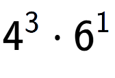 A LaTex expression showing 4 to the power of 3 times 6 to the power of 1