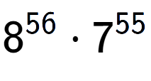 A LaTex expression showing 8 to the power of 56 times 7 to the power of 55