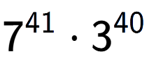 A LaTex expression showing 7 to the power of 41 times 3 to the power of 40